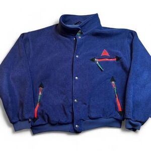 Vintage SOS sportswear of Sweden blue full‎ zip fleece ski jacket size XL